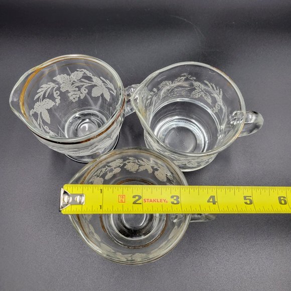Vintage Creamers Frosted Grape & Leaf Gold Set Of 3 Creamer Syrup Condiment - Picture 16 of 16